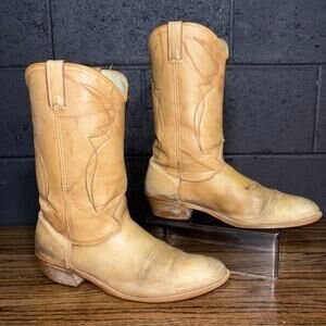 Vintage Acme Dingo Tan Leather Western Cowboy Boots Made In USA Men’s 11.5 D